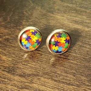 Autism awareness stud earings